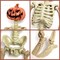 16in Halloween Posable Skeleton Pumpkin Full Body Skeleton Decor with Movable Joints Spooky Hanging Ghost Skeleton for Yard Garden Lawn Haunted House Graveyard Props